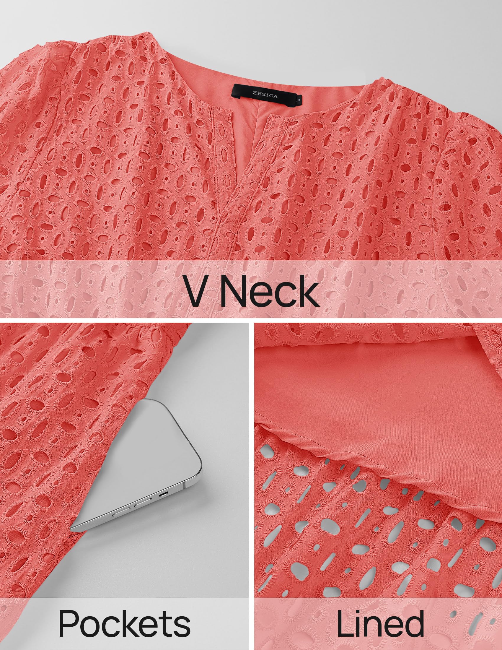Foto 8 pulgar | Vestido Largo Zesica 2025 De Verano Con Manga Corta Y Cuello En V Para Mujer - Venta Internacional.