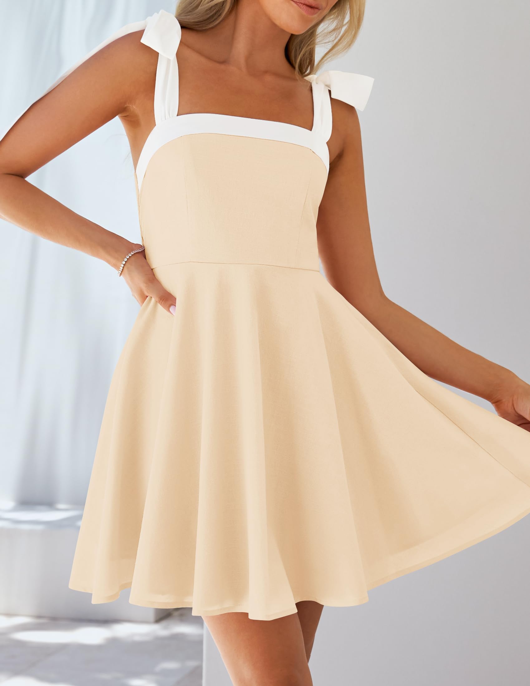 Foto 3 pulgar | Vestido Zesica Mini Con Cuello Cuadrado, Estilo Bohemio, Verano 2025, Para Mujer - Venta Internacional.