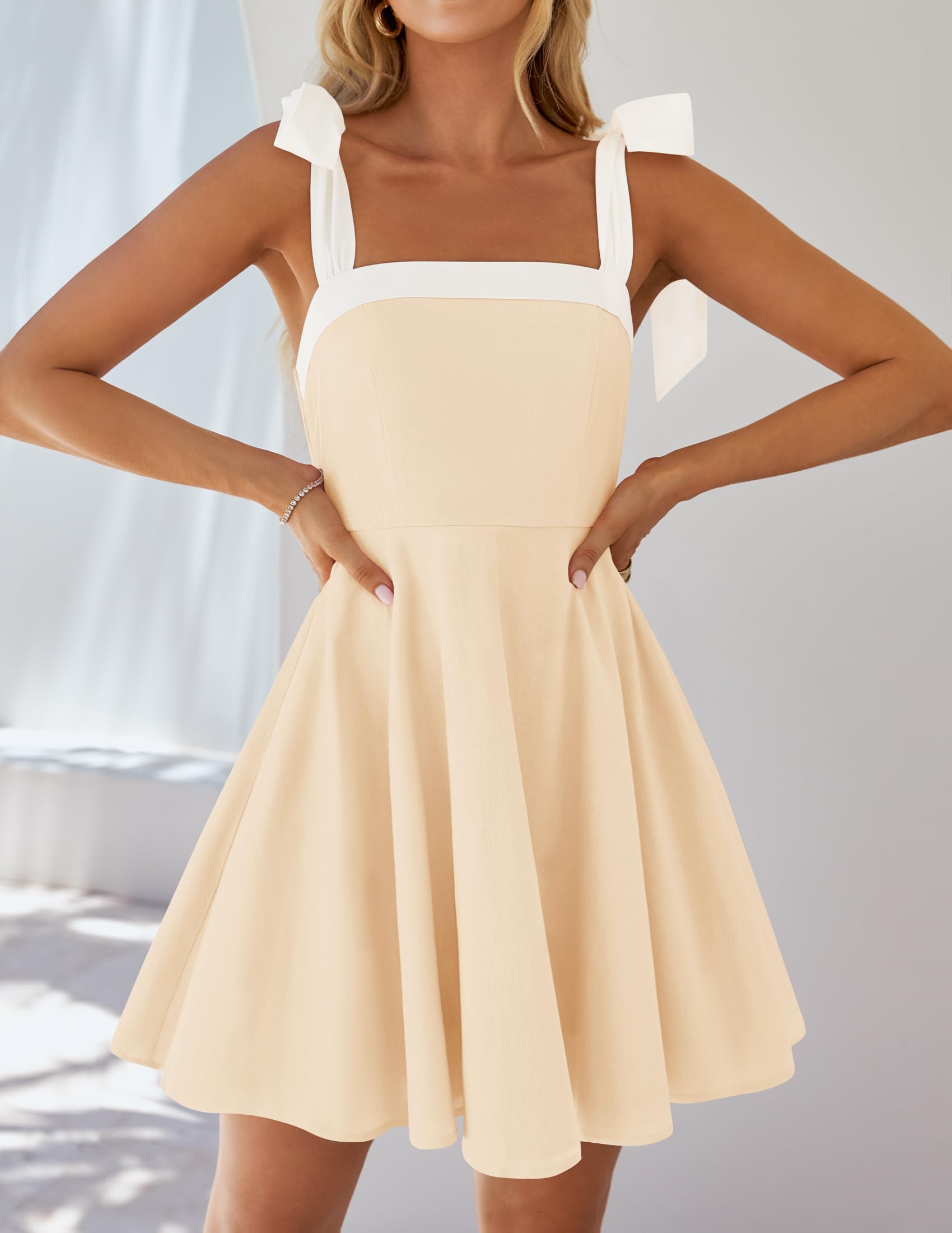 Foto 7 pulgar | Vestido Zesica Mini Con Cuello Cuadrado, Estilo Bohemio, Verano 2025, Para Mujer - Venta Internacional.