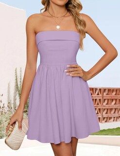 Foto 2 | Vestido Zesica Summer Strapless Mini 2025 Con Hombros Descubiertos, Morado - Venta Internacional.