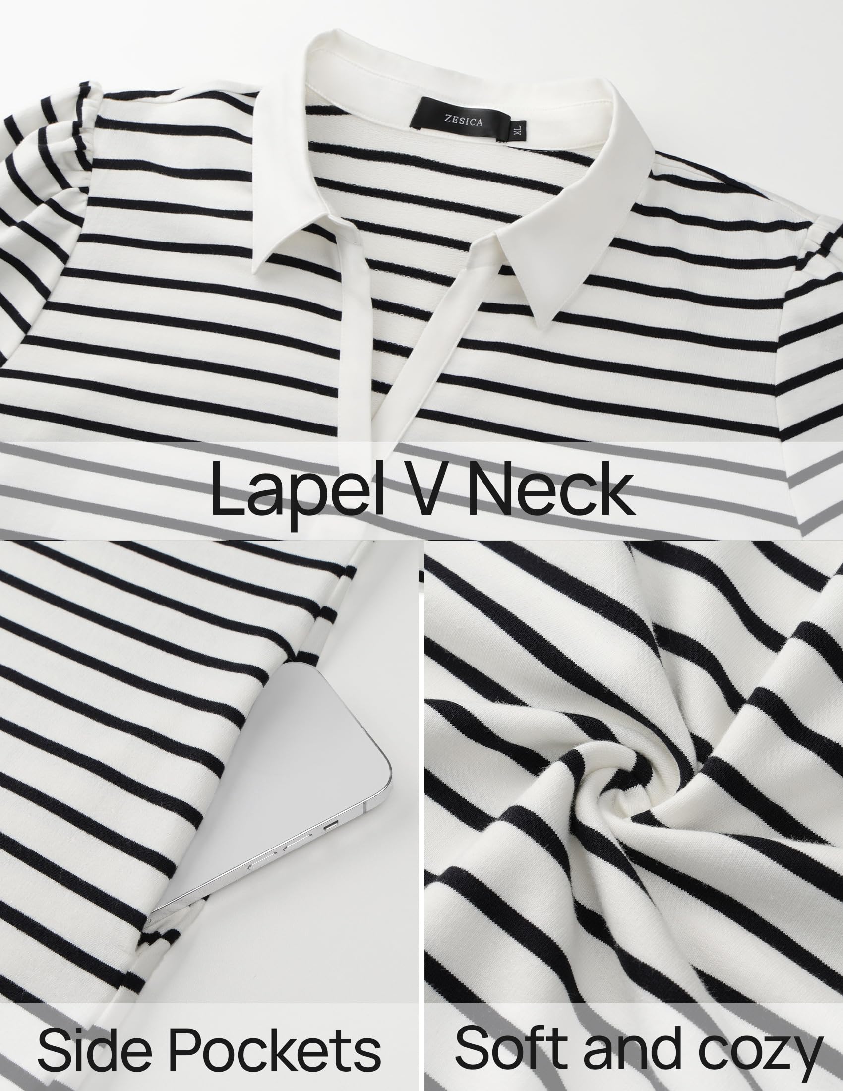 Foto 6 pulgar | Vestido Zesica Minivestido Casual De Verano A Rayas Blanco Para Mujer - Venta Internacional.