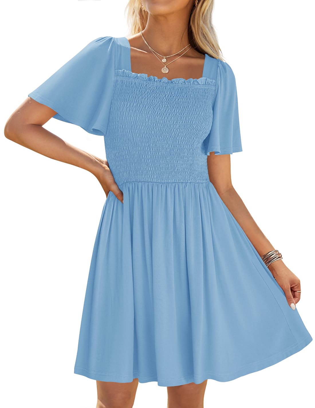Foto 2 pulgar | Vestido Zesica Para Mujer, Verano 2025, Casual, Con Mangas Onduladas - Venta Internacional.