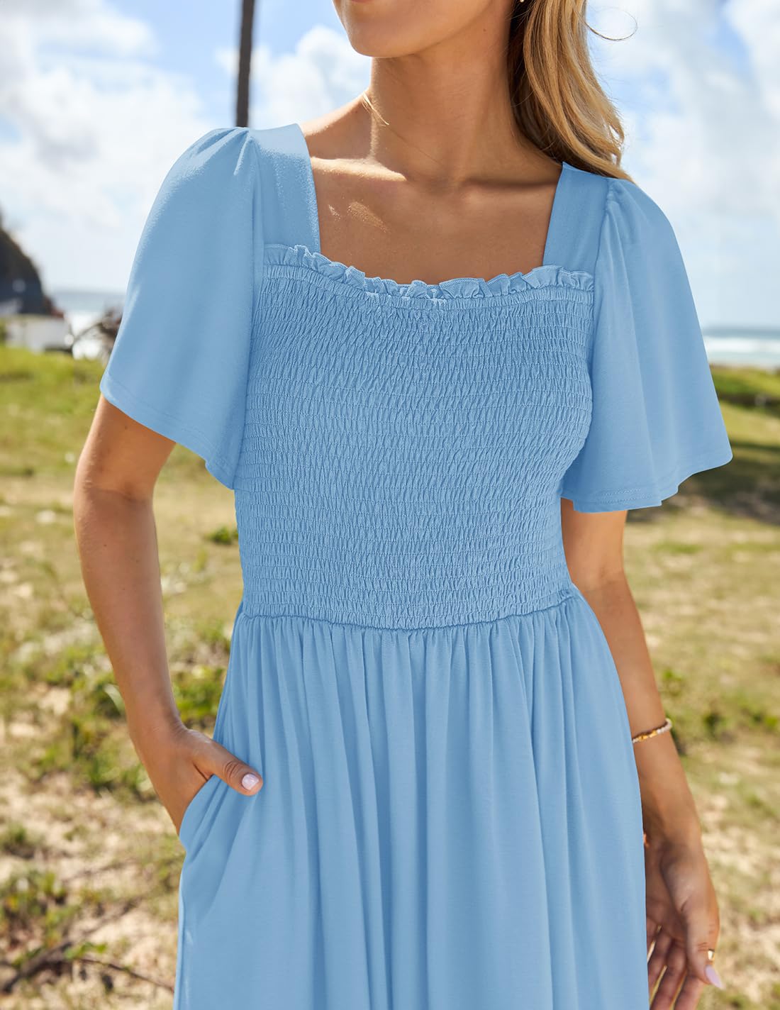 Foto 4 pulgar | Vestido Zesica Para Mujer, Verano 2025, Casual, Con Mangas Onduladas - Venta Internacional.