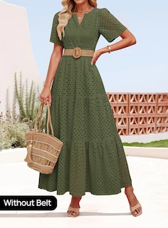 Foto 2 | Vestido Largo Zesica 2025 De Verano Con Manga Corta Y Cuello En V Para Mujer - Venta Internacional.