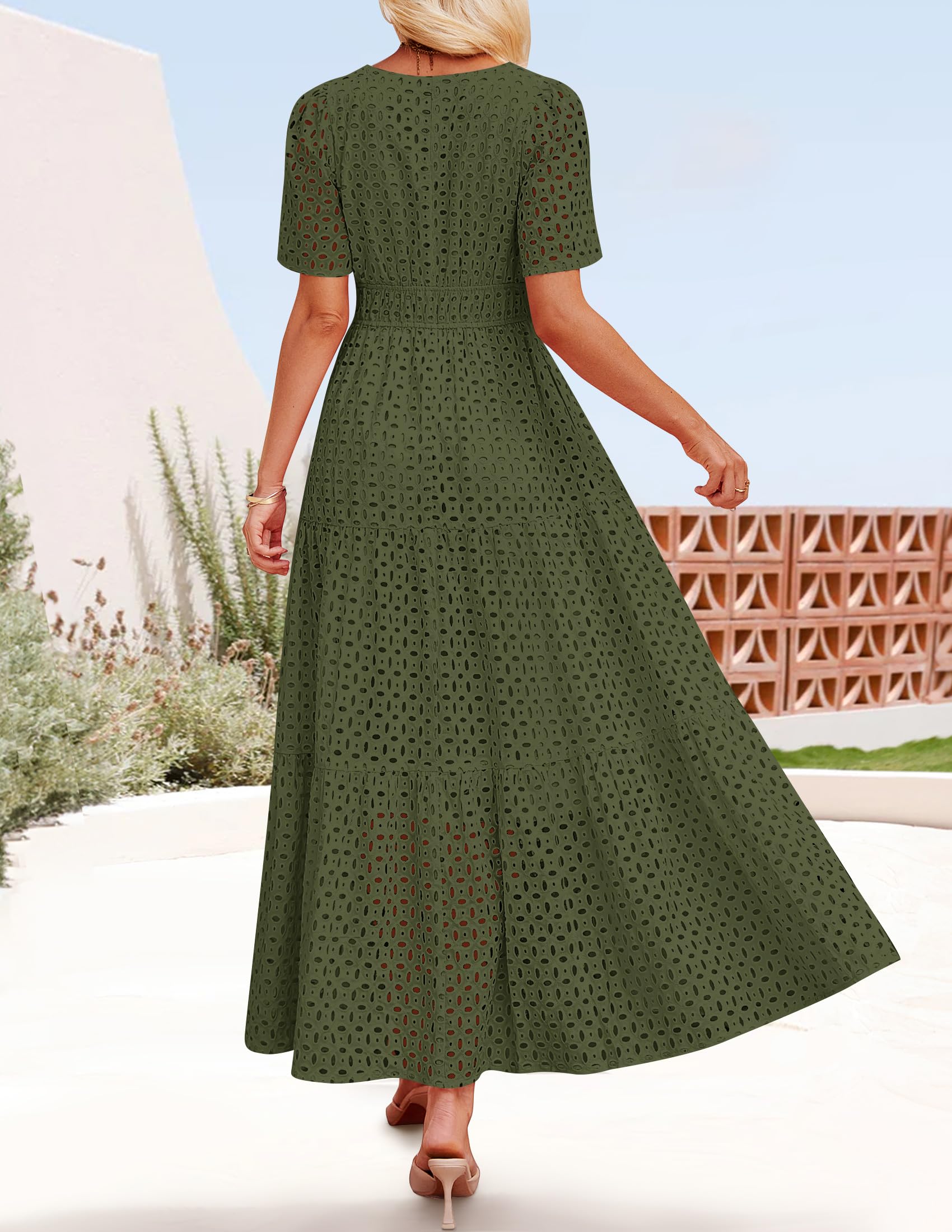Foto 5 | Vestido Largo Zesica 2025 De Verano Con Manga Corta Y Cuello En V Para Mujer - Venta Internacional.