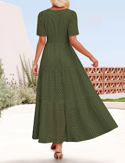 Foto 5 | Vestido Largo Zesica 2025 De Verano Con Manga Corta Y Cuello En V Para Mujer - Venta Internacional.