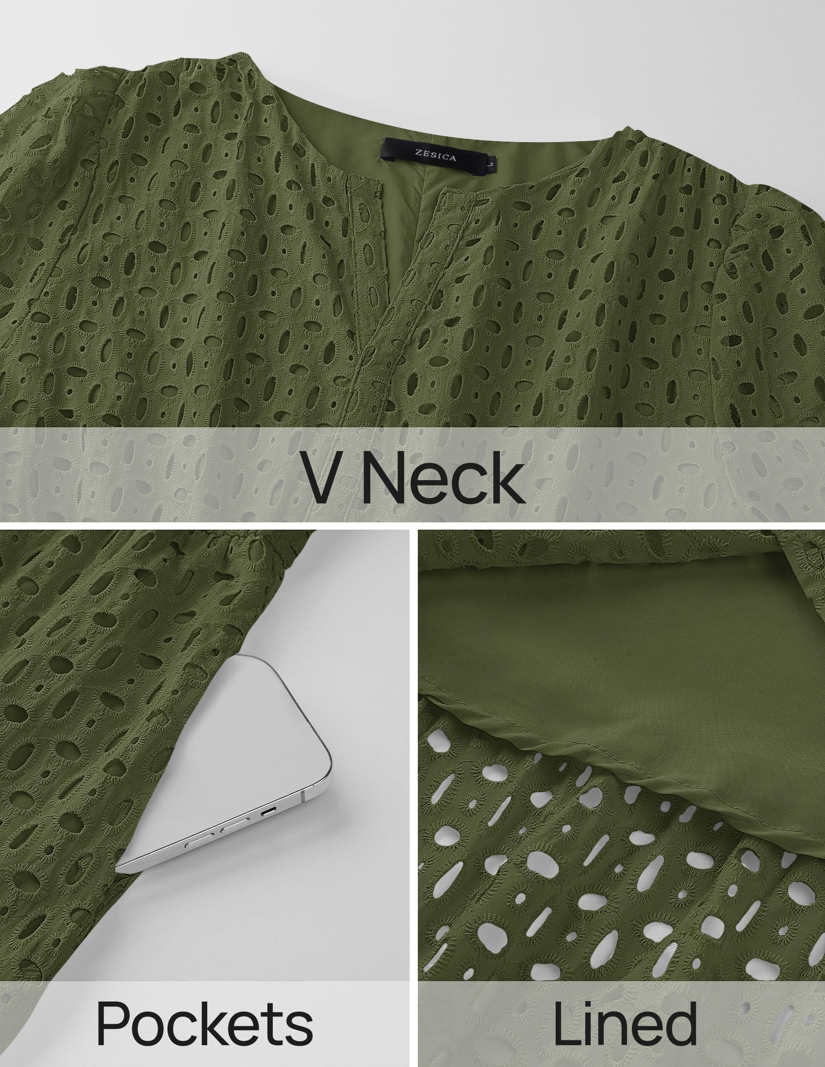 Foto 8 pulgar | Vestido Largo Zesica 2025 De Verano Con Manga Corta Y Cuello En V Para Mujer - Venta Internacional.