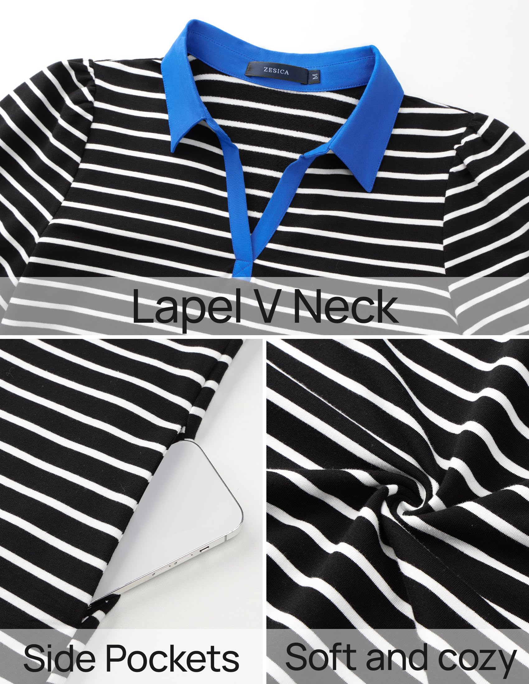 Foto 6 pulgar | Vestido Zesica Minivestido Casual De Verano A Rayas Negro Para Mujer - Venta Internacional.