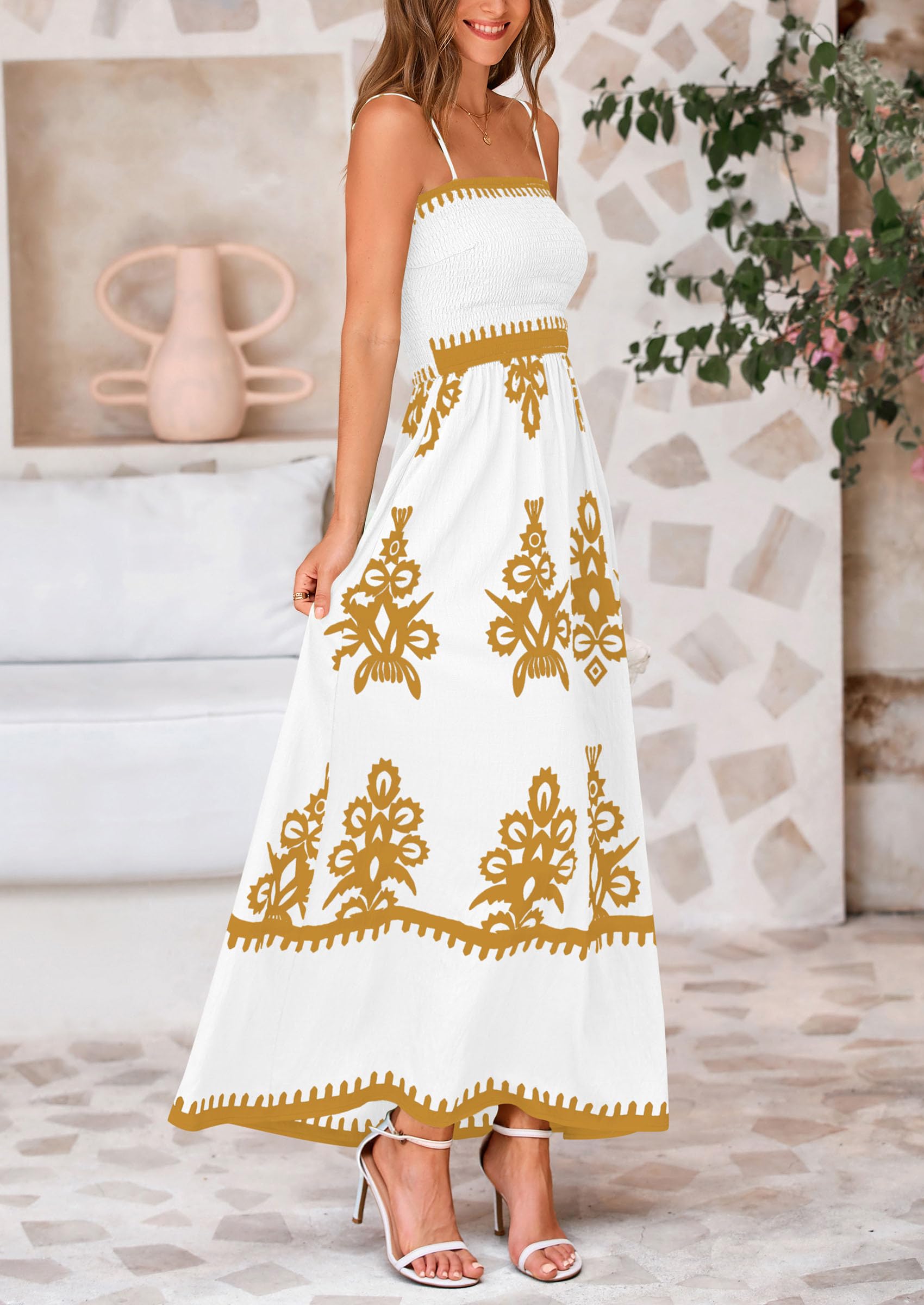 Foto 4 pulgar | Vestido De Verano Prettygarden Vestido De Verano Con Estampado Floral Para Mujer, Color Blanco S - Venta Internacional.