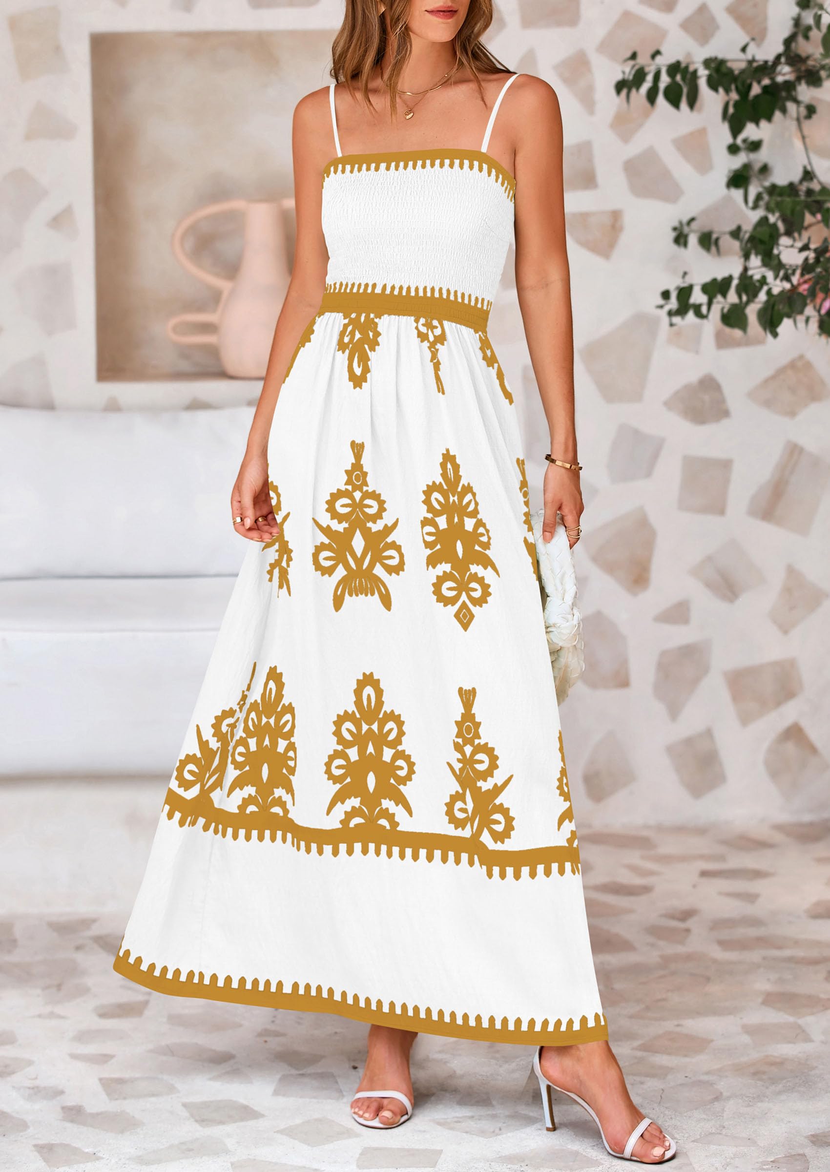 Foto 4 | Vestido De Verano Prettygarden Vestido De Verano Con Estampado Floral Para Mujer, Color Blanco S - Venta Internacional.