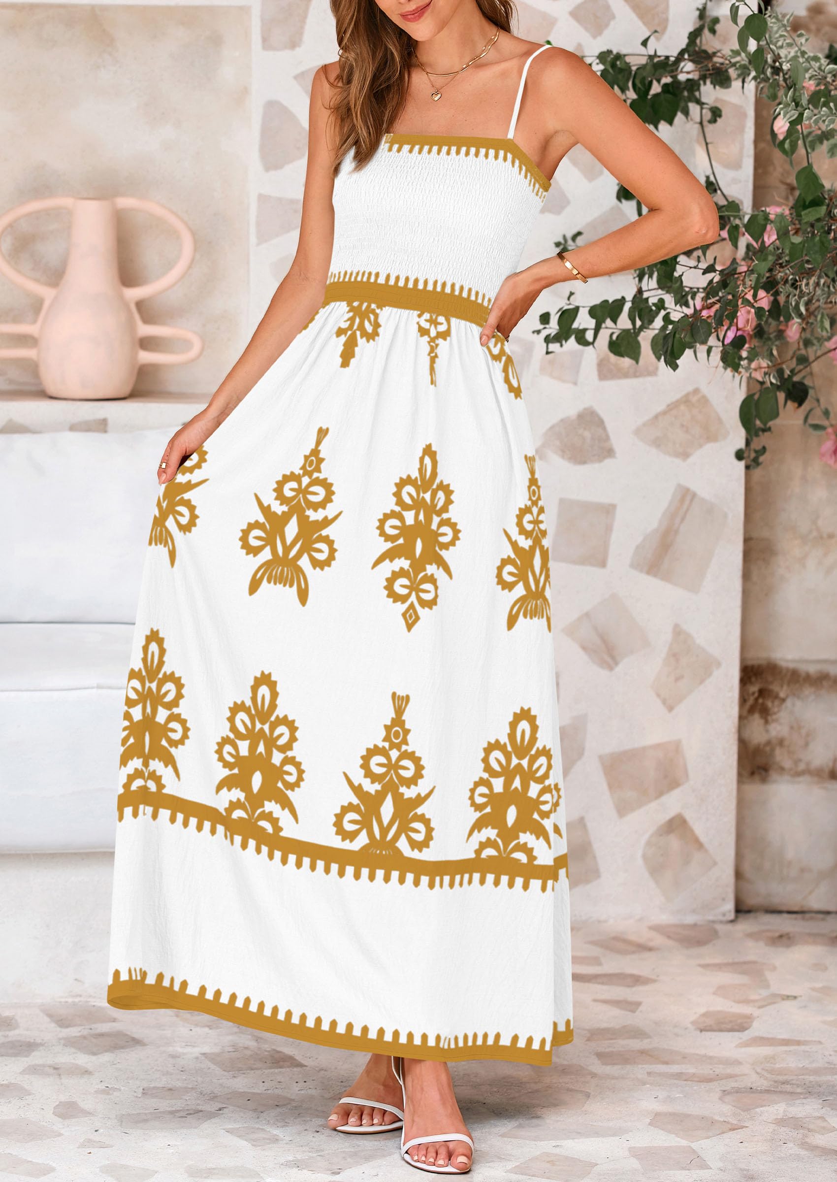 Foto 8 pulgar | Vestido De Verano Prettygarden Vestido De Verano Con Estampado Floral Para Mujer, Color Blanco S - Venta Internacional.
