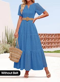 Foto 2 | Vestido Largo Zesica 2025 De Verano Con Manga Corta Y Cuello En V Para Mujer - Venta Internacional.