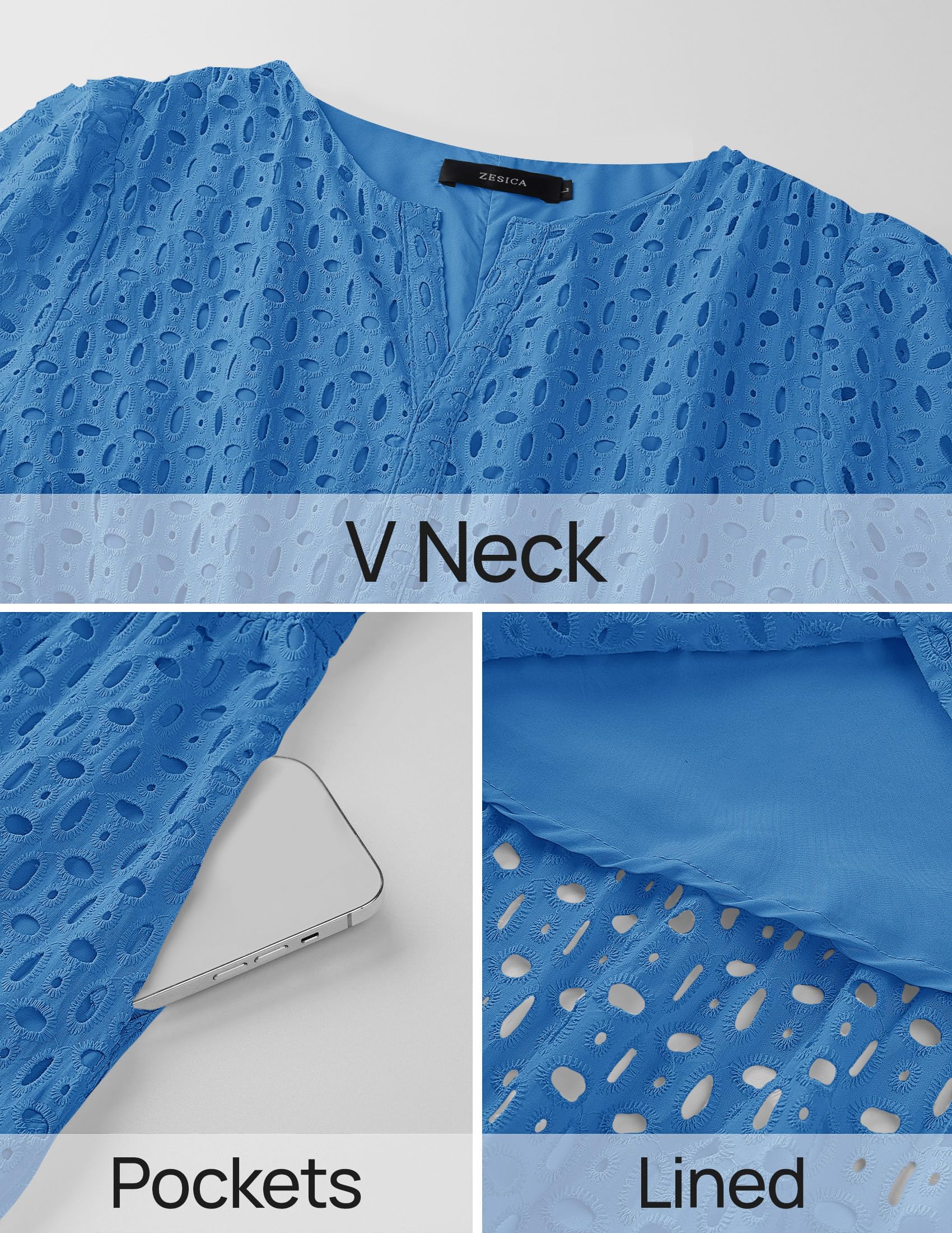 Foto 8 pulgar | Vestido Largo Zesica 2025 De Verano Con Manga Corta Y Cuello En V Para Mujer - Venta Internacional.