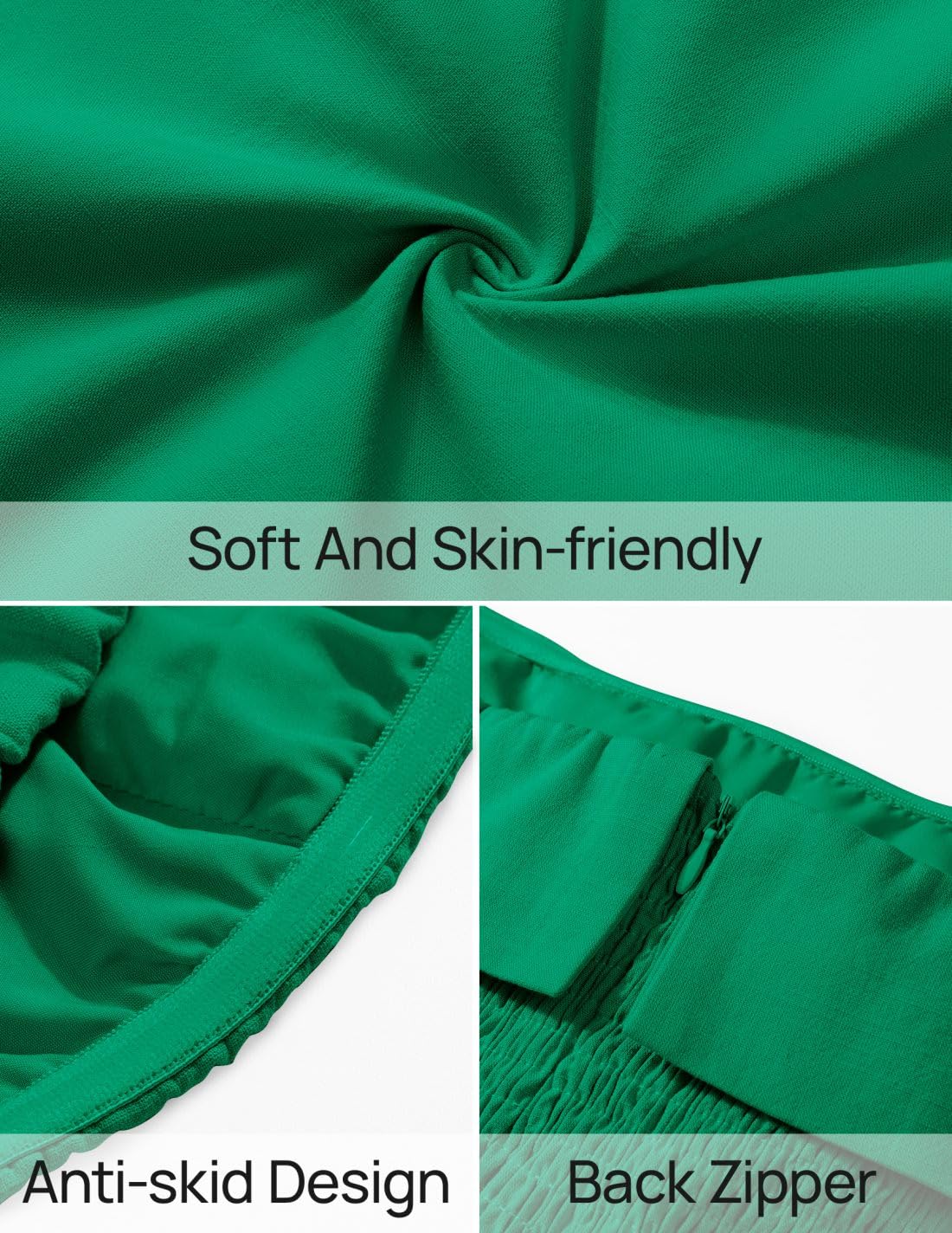 Foto 7 | Vestido Zesica Minivestido De Verano Sin Tirantes Verde Para Mujer - Venta Internacional.
