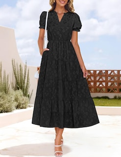 Foto 2 | Vestido Zesica Para Mujer, Verano 2025, Manga Corta, Cuello En V - Venta Internacional.