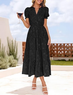 Foto 4 | Vestido Zesica Para Mujer, Verano 2025, Manga Corta, Cuello En V - Venta Internacional.