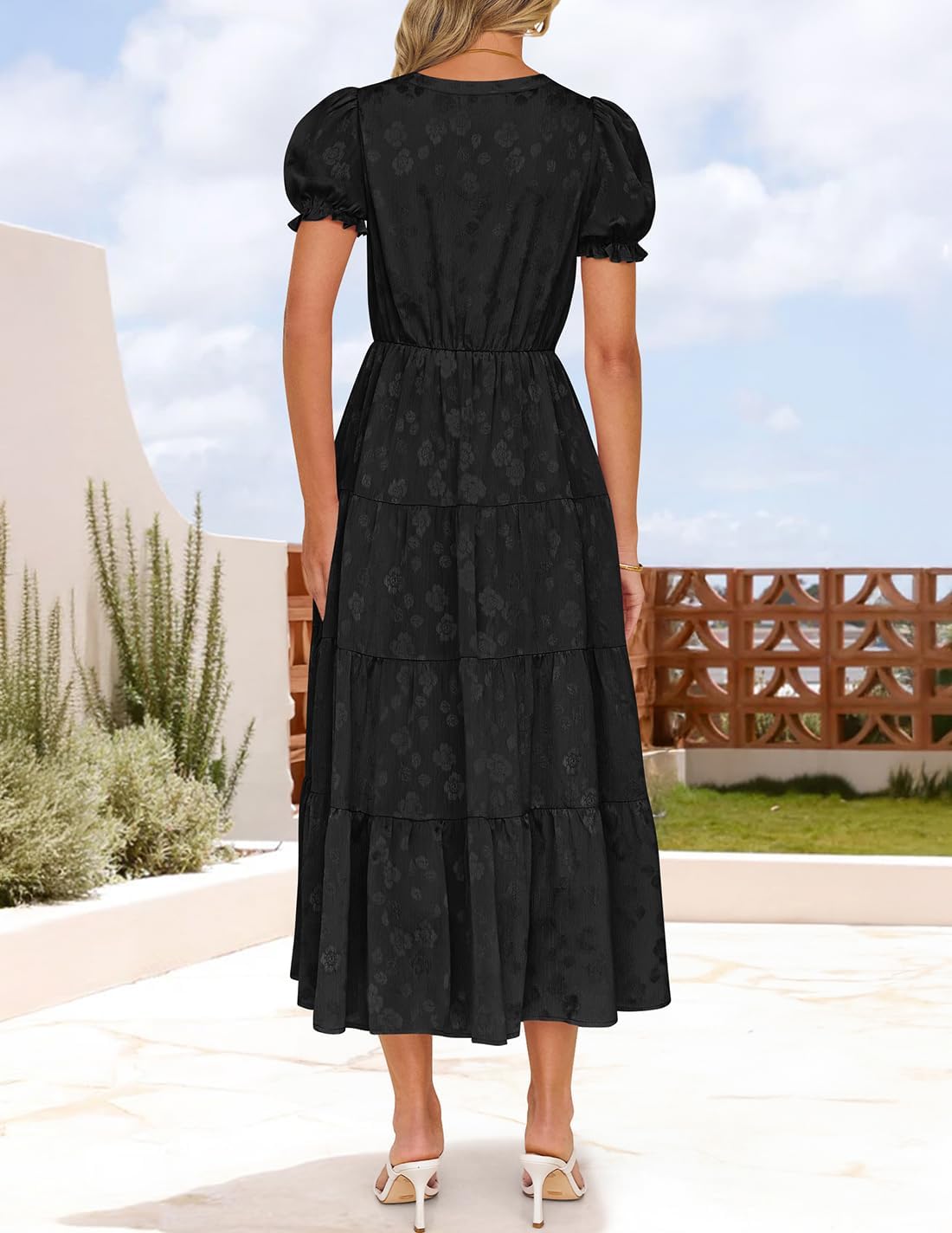 Foto 5 | Vestido Zesica Para Mujer, Verano 2025, Manga Corta, Cuello En V - Venta Internacional.