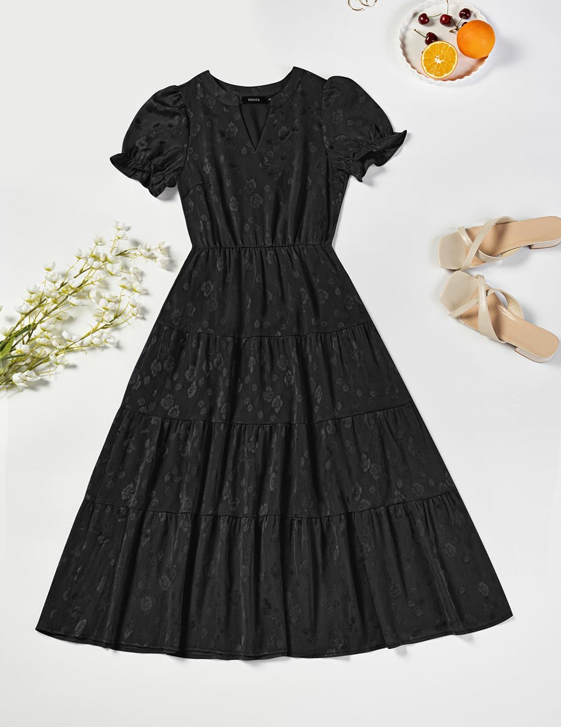 Foto 7 | Vestido Zesica Para Mujer, Verano 2025, Manga Corta, Cuello En V - Venta Internacional.