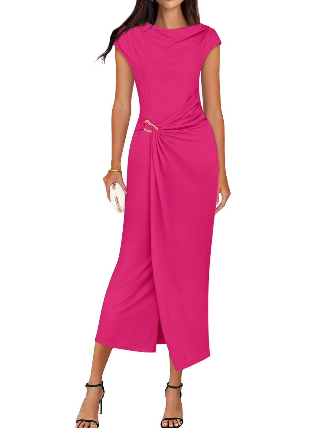 Foto 2 pulgar | Vestido Ajustado Zesica 2025 De Verano Para Mujer, Elegante, Color Rosa S - Venta Internacional.
