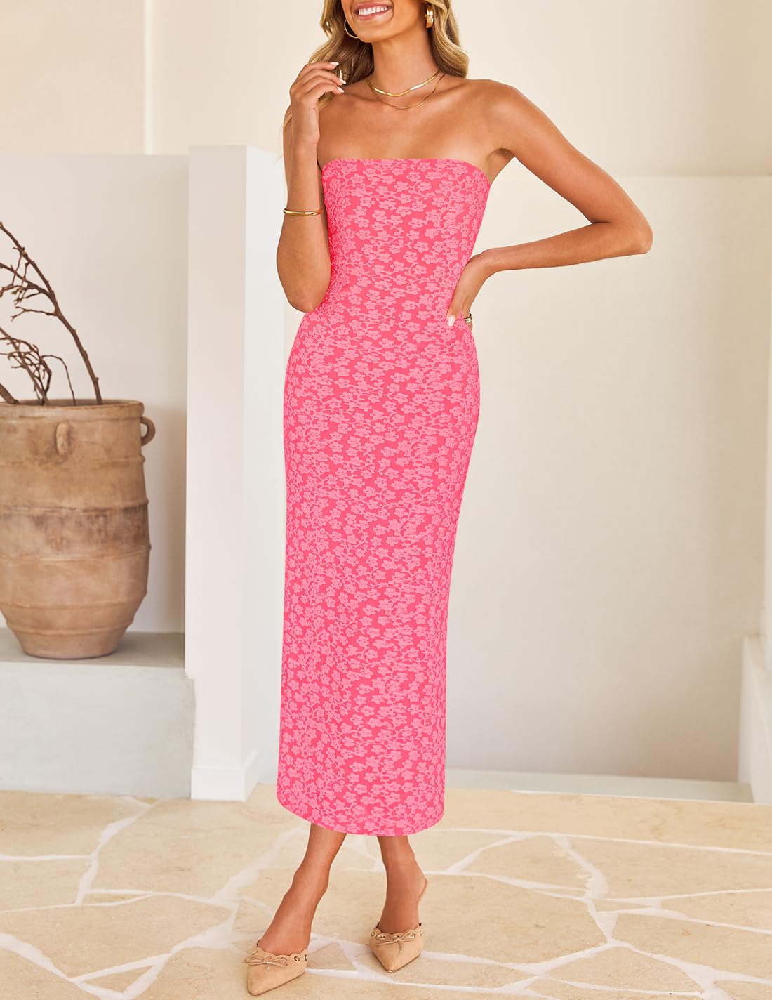 Foto 3 pulgar | Vestido Ajustado Zesica 2025 Para Verano, Estilo Bohemio Y Floral, Con Hombros Descubiertos - Venta Internacional.