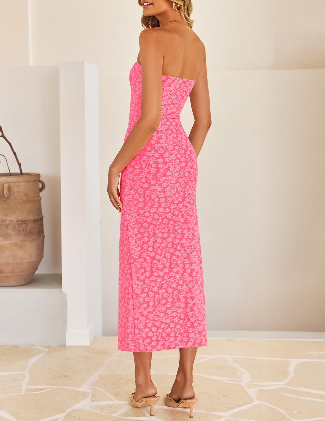 Foto 5 pulgar | Vestido Ajustado Zesica 2025 Para Verano, Estilo Bohemio Y Floral, Con Hombros Descubiertos - Venta Internacional.