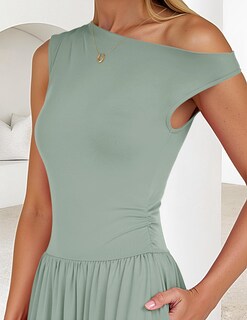 Foto 5 | Vestido Largo Zesica Summer 2025 Con Un Solo Hombro Casual Para Mujer - Venta Internacional.