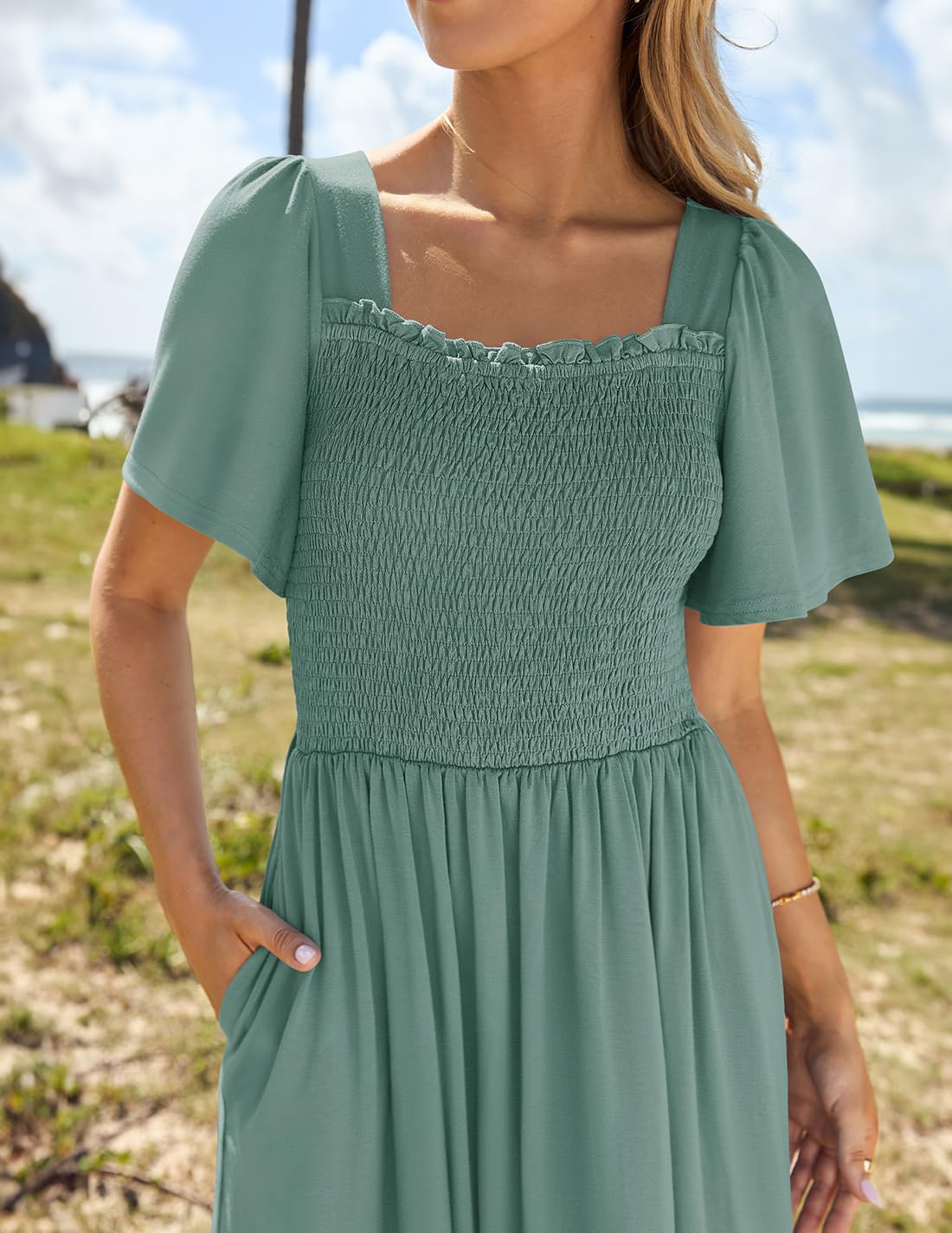 Foto 4 pulgar | Vestido Zesica 2025 Summer Casual Mini Verde Para Mujer - Venta Internacional.