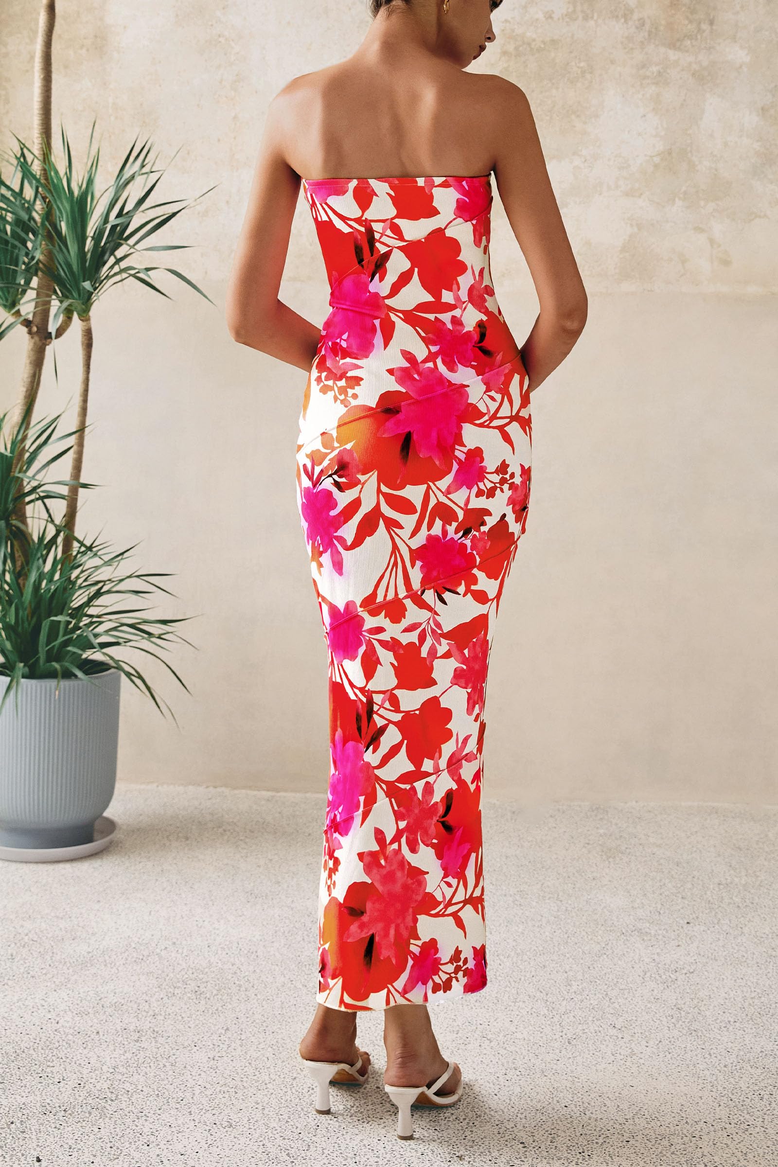 Foto 3 pulgar | Vestido Largo Prettygarden Para Mujer 2025 Con Estampado Floral Acanalado - Venta Internacional.