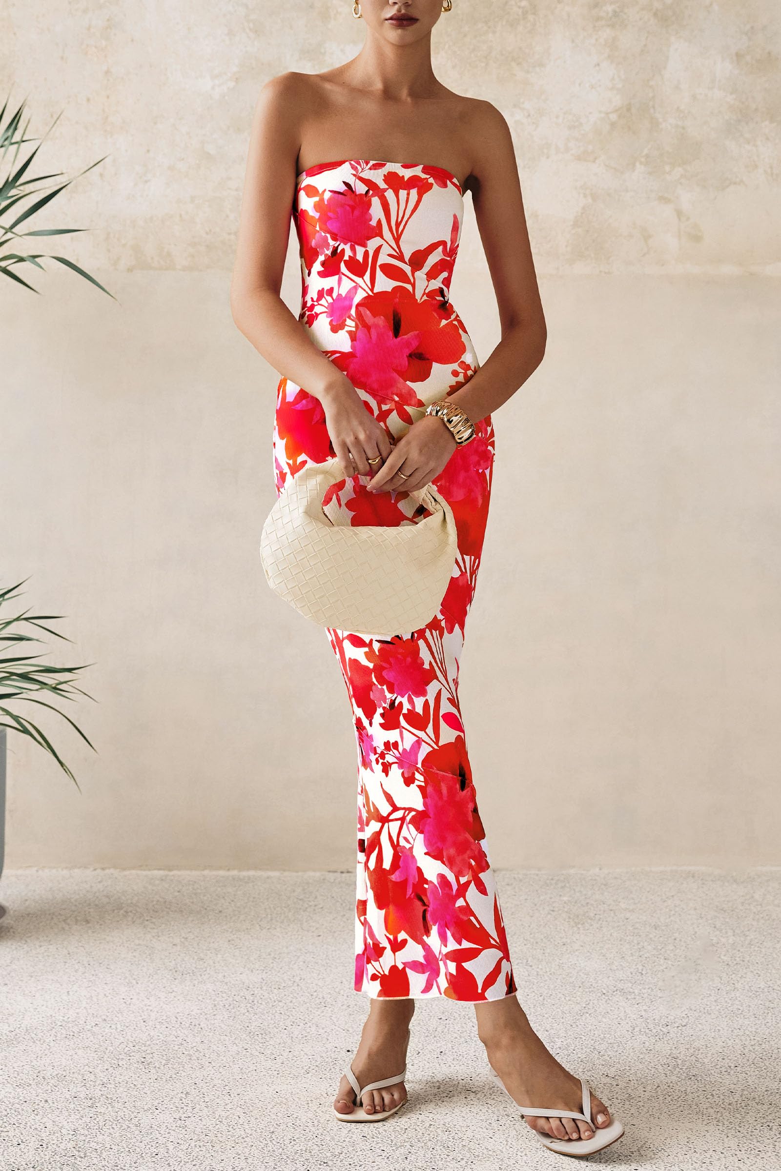 Foto 5 pulgar | Vestido Largo Prettygarden Para Mujer 2025 Con Estampado Floral Acanalado - Venta Internacional.