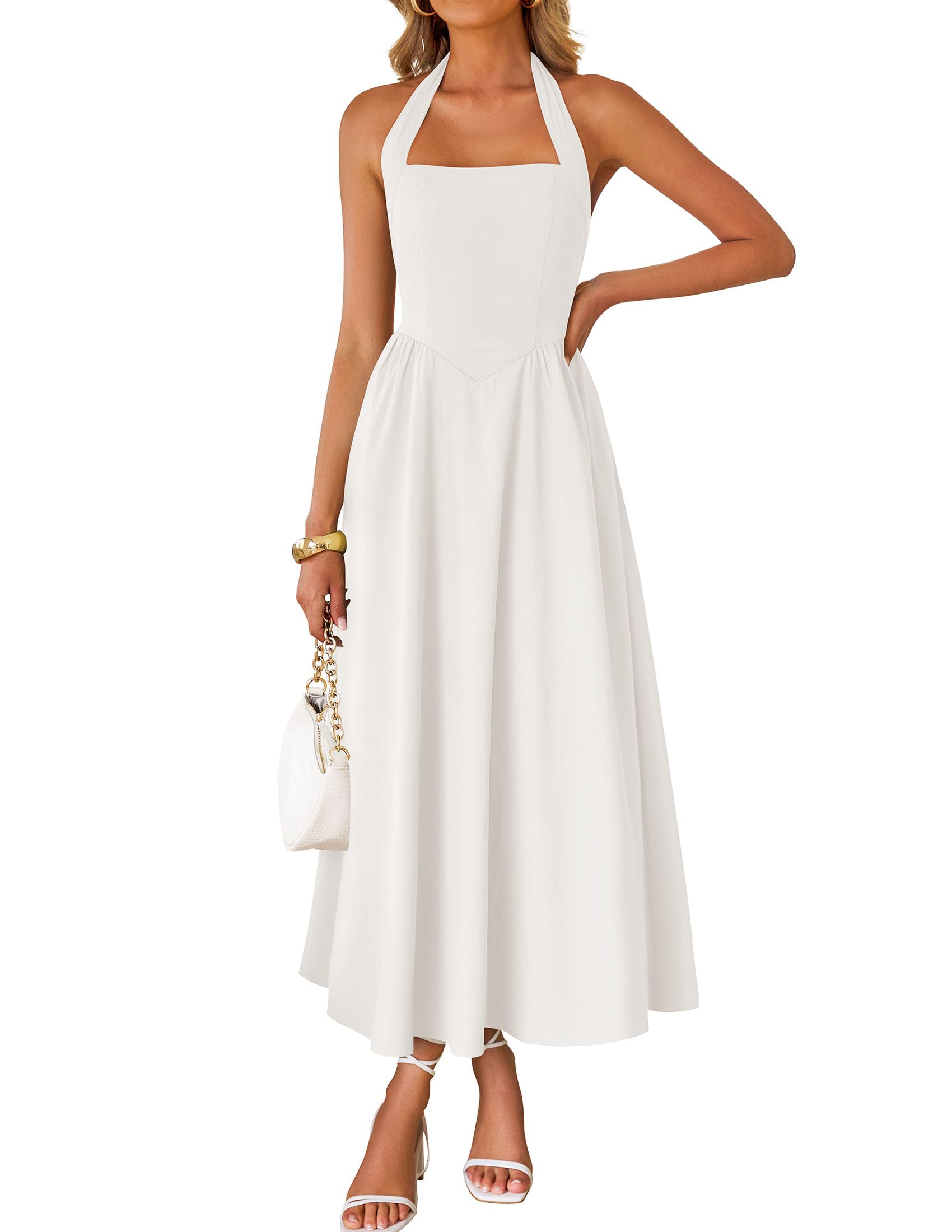 Foto 2 pulgar | Vestido Zesica Summer Halter Halter Midi 2025 Swing Beach - Venta Internacional.