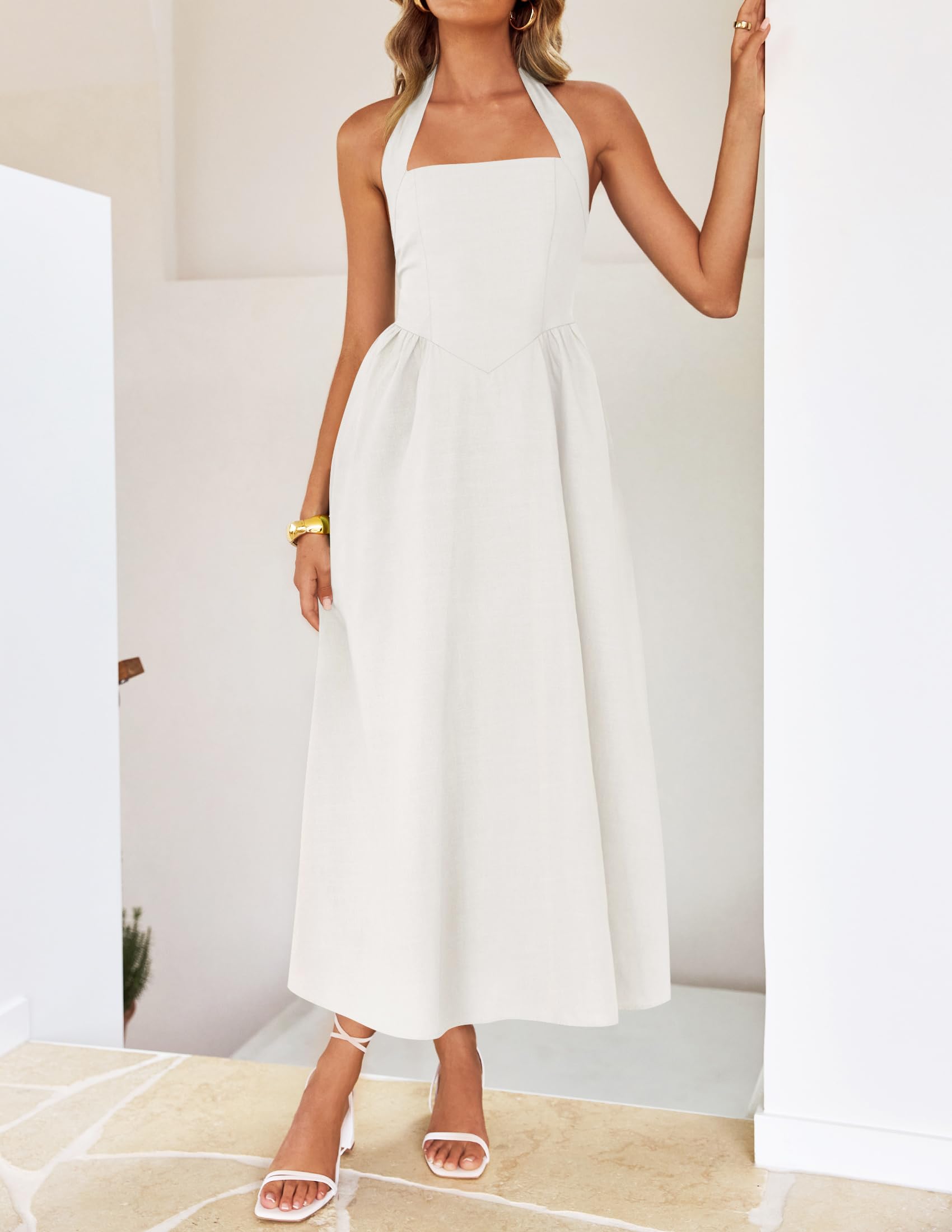 Foto 8 pulgar | Vestido Zesica Summer Halter Halter Midi 2025 Swing Beach - Venta Internacional.