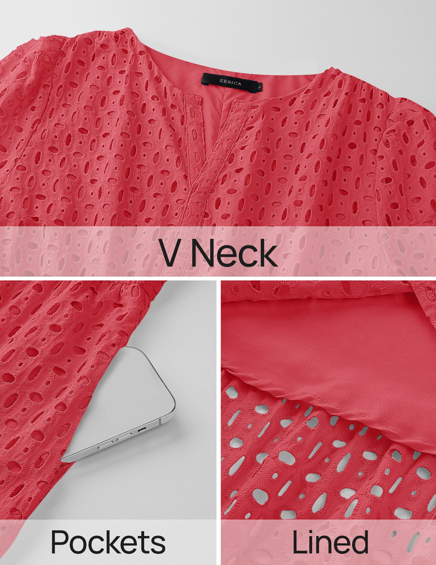 Foto 8 pulgar | Vestido Largo Zesica 2025 De Verano Con Manga Corta Y Cuello En V Para Mujer - Venta Internacional.