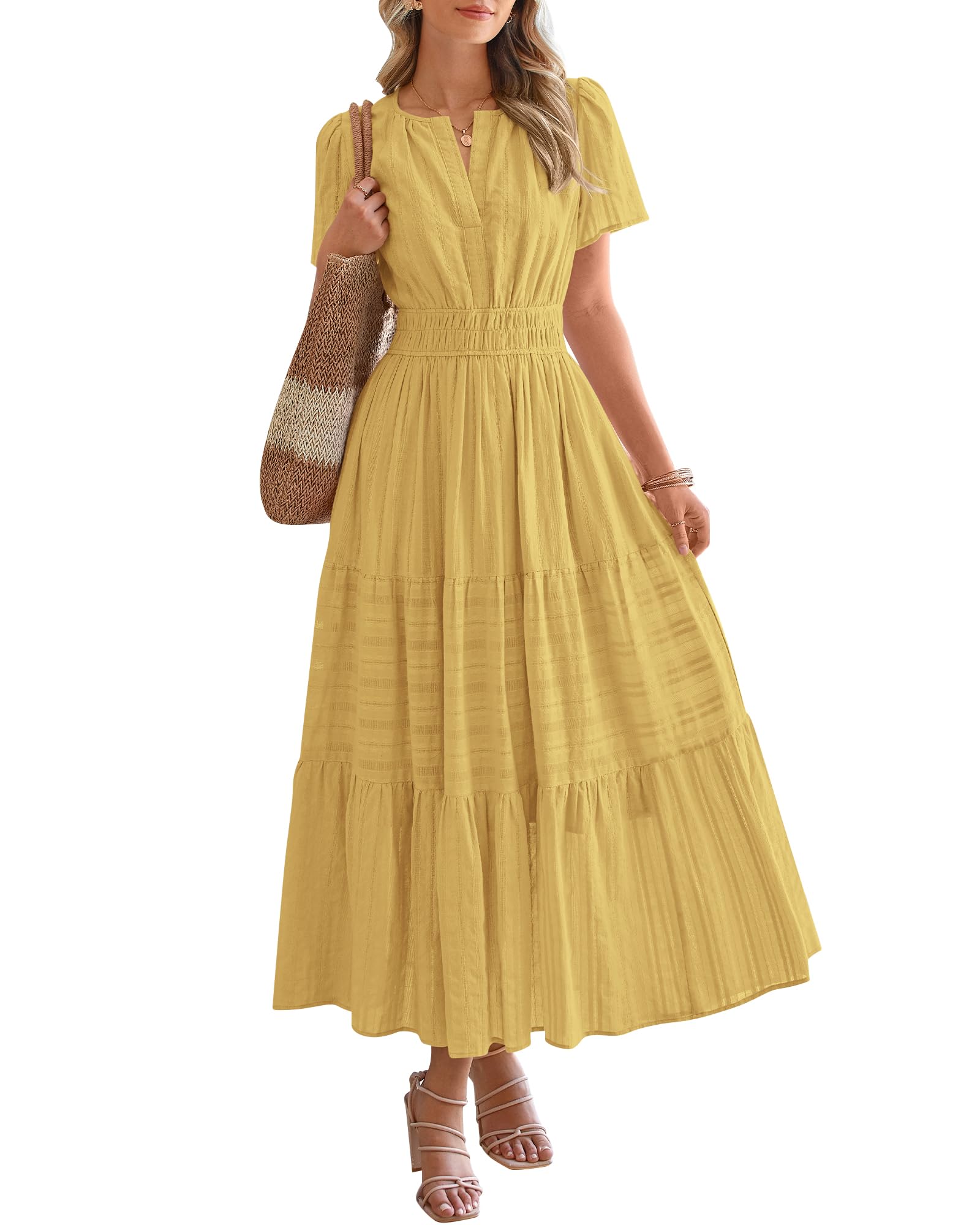 Foto 2 pulgar | Vestido Casual Btfbm Para Mujer, Verano 2025, Cuello En V Y Cintura Elástica - Venta Internacional.