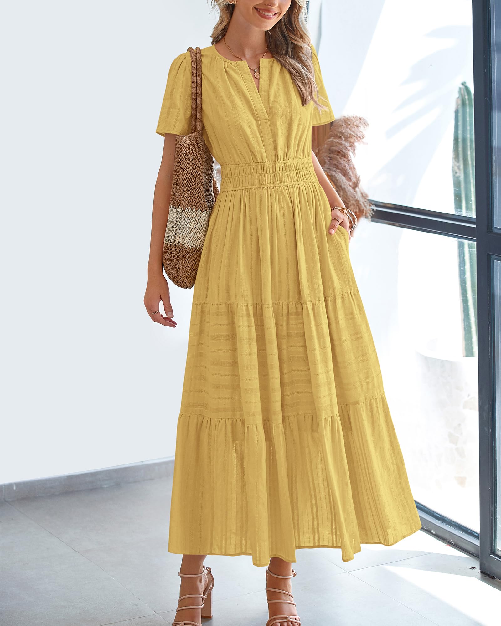 Foto 3 pulgar | Vestido Casual Btfbm Para Mujer, Verano 2025, Cuello En V Y Cintura Elástica - Venta Internacional.