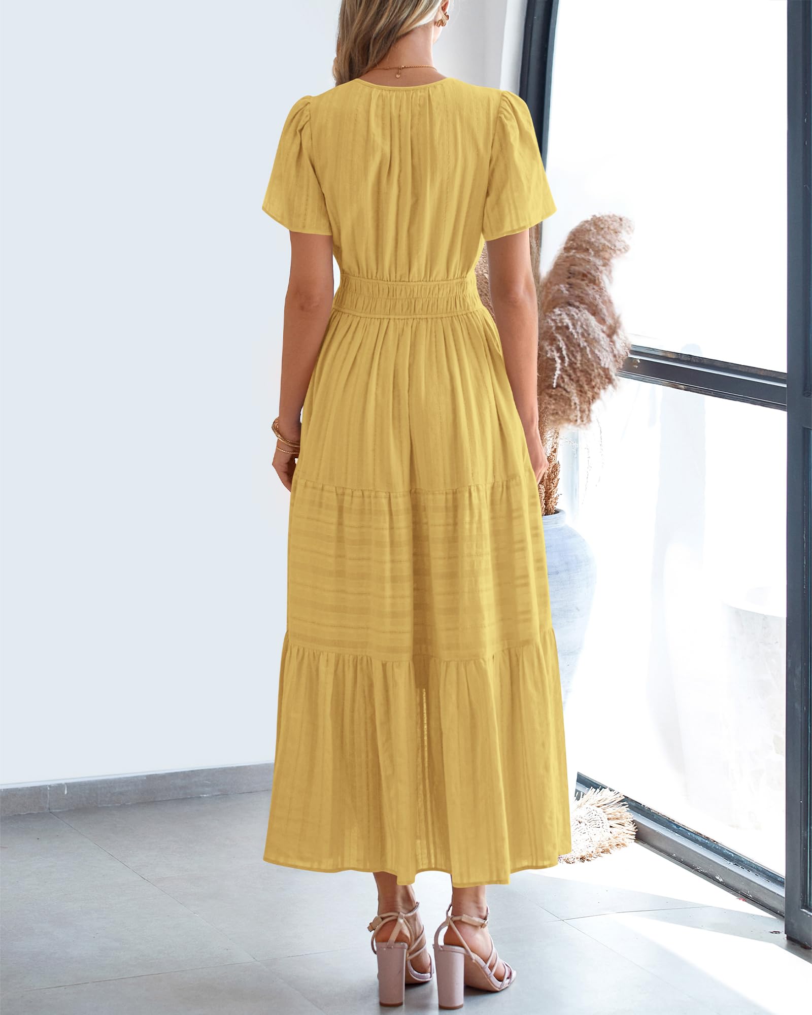 Foto 4 pulgar | Vestido Casual Btfbm Para Mujer, Verano 2025, Cuello En V Y Cintura Elástica - Venta Internacional.