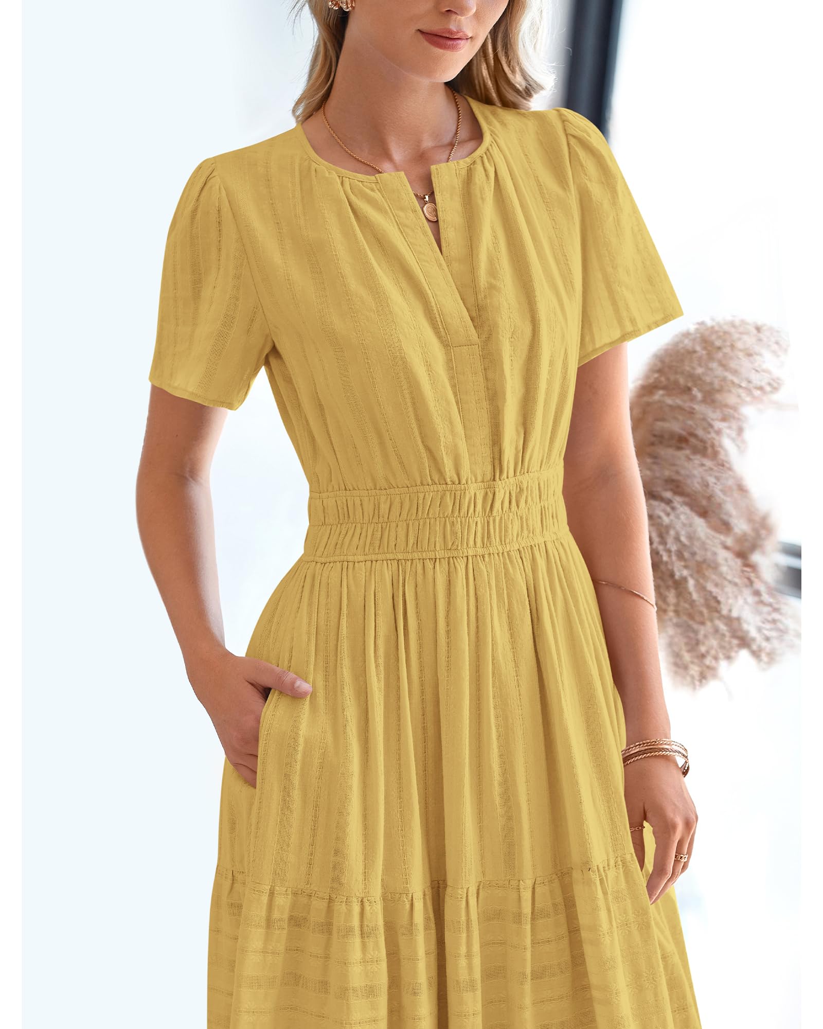 Foto 8 pulgar | Vestido Casual Btfbm Para Mujer, Verano 2025, Cuello En V Y Cintura Elástica - Venta Internacional.