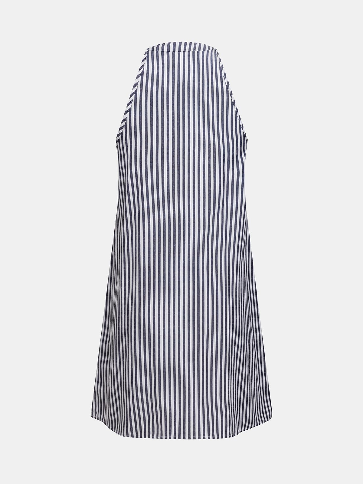 Foto 6 pulgar | Vestido Cupshe Minivestido De Verano A Rayas Con Cuello En V Sin Mangas, Azul Marino - Venta Internacional.