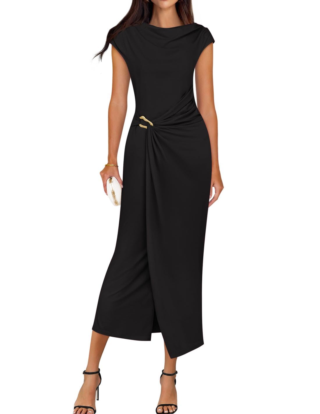 Foto 2 pulgar | Vestido Ajustado Zesica 2025 De Verano Para Mujer, Elegante, Negro, Talla L - Venta Internacional.