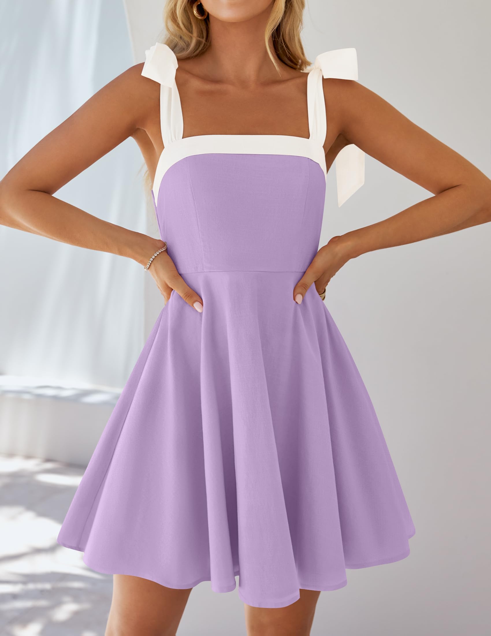 Foto 7 pulgar | Vestido Zesica Para Mujer, Estilo Bohemio, Verano 2025, Cuello Cuadrado, Morado - Venta Internacional.