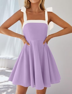 Foto 6 | Vestido Zesica Para Mujer, Estilo Bohemio, Verano 2025, Cuello Cuadrado, Morado - Venta Internacional.
