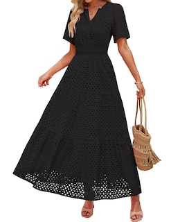 Foto 1 | Vestido Largo Zesica 2025 De Verano Con Manga Corta Y Cuello En V Para Mujer - Venta Internacional.