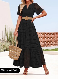 Foto 2 | Vestido Largo Zesica 2025 De Verano Con Manga Corta Y Cuello En V Para Mujer - Venta Internacional.