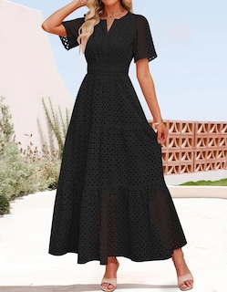 Foto 4 | Vestido Largo Zesica 2025 De Verano Con Manga Corta Y Cuello En V Para Mujer - Venta Internacional.