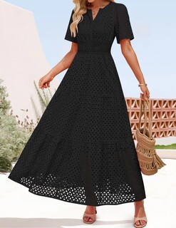 Foto 6 | Vestido Largo Zesica 2025 De Verano Con Manga Corta Y Cuello En V Para Mujer - Venta Internacional.