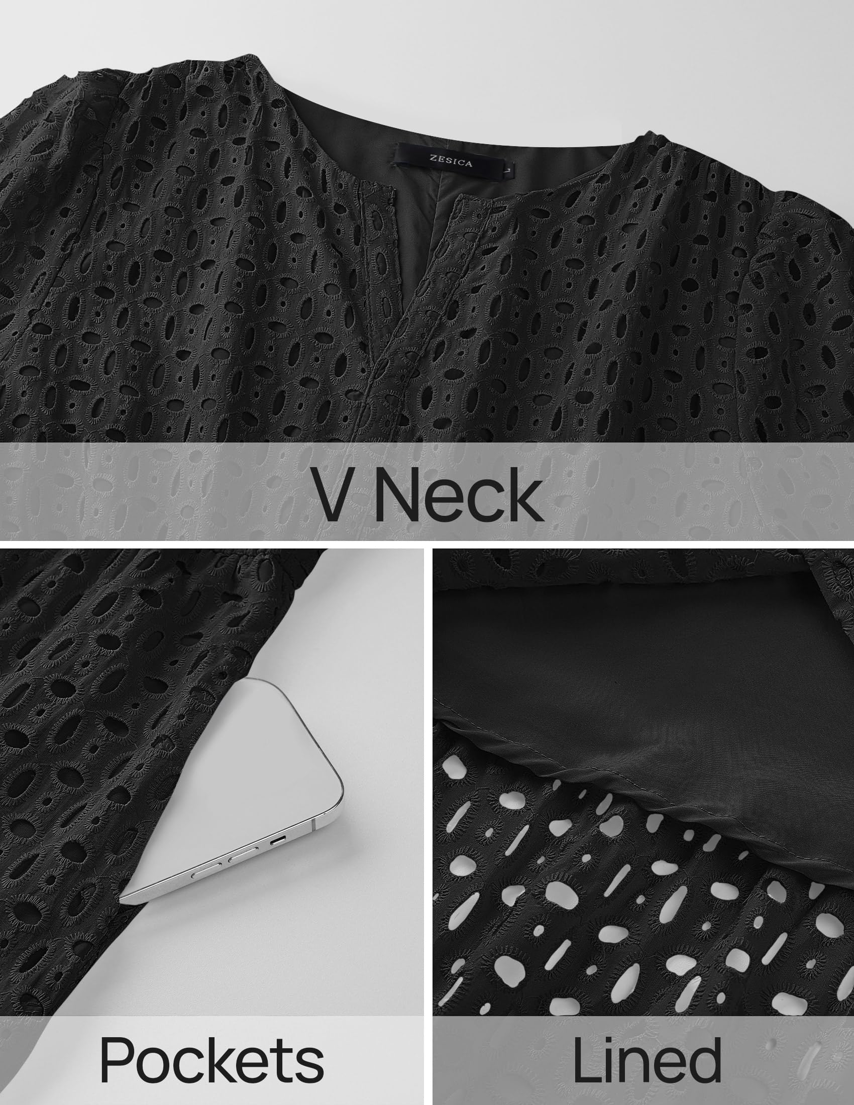 Foto 8 pulgar | Vestido Largo Zesica 2025 De Verano Con Manga Corta Y Cuello En V Para Mujer - Venta Internacional.