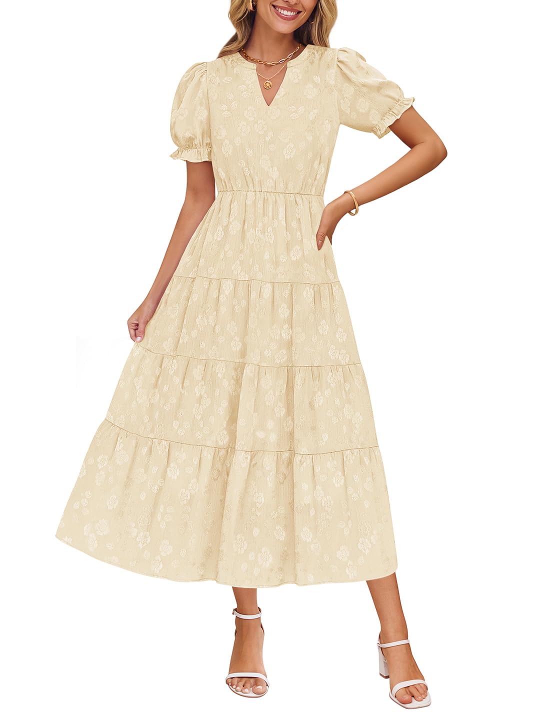 Foto 2 pulgar | Vestido Zesica De Manga Corta Con Estampado De Verano 2025 Para Mujer - Venta Internacional.