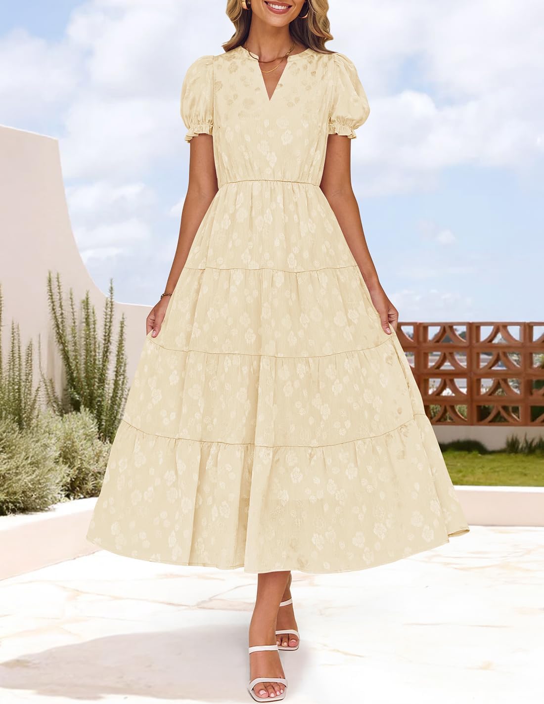 Foto 3 | Vestido Zesica De Manga Corta Con Estampado De Verano 2025 Para Mujer - Venta Internacional.