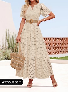 Foto 2 | Vestido Largo Zesica 2025 De Verano Con Manga Corta Y Cuello En V Para Mujer - Venta Internacional.