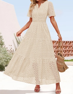 Foto 6 | Vestido Largo Zesica 2025 De Verano Con Manga Corta Y Cuello En V Para Mujer - Venta Internacional.