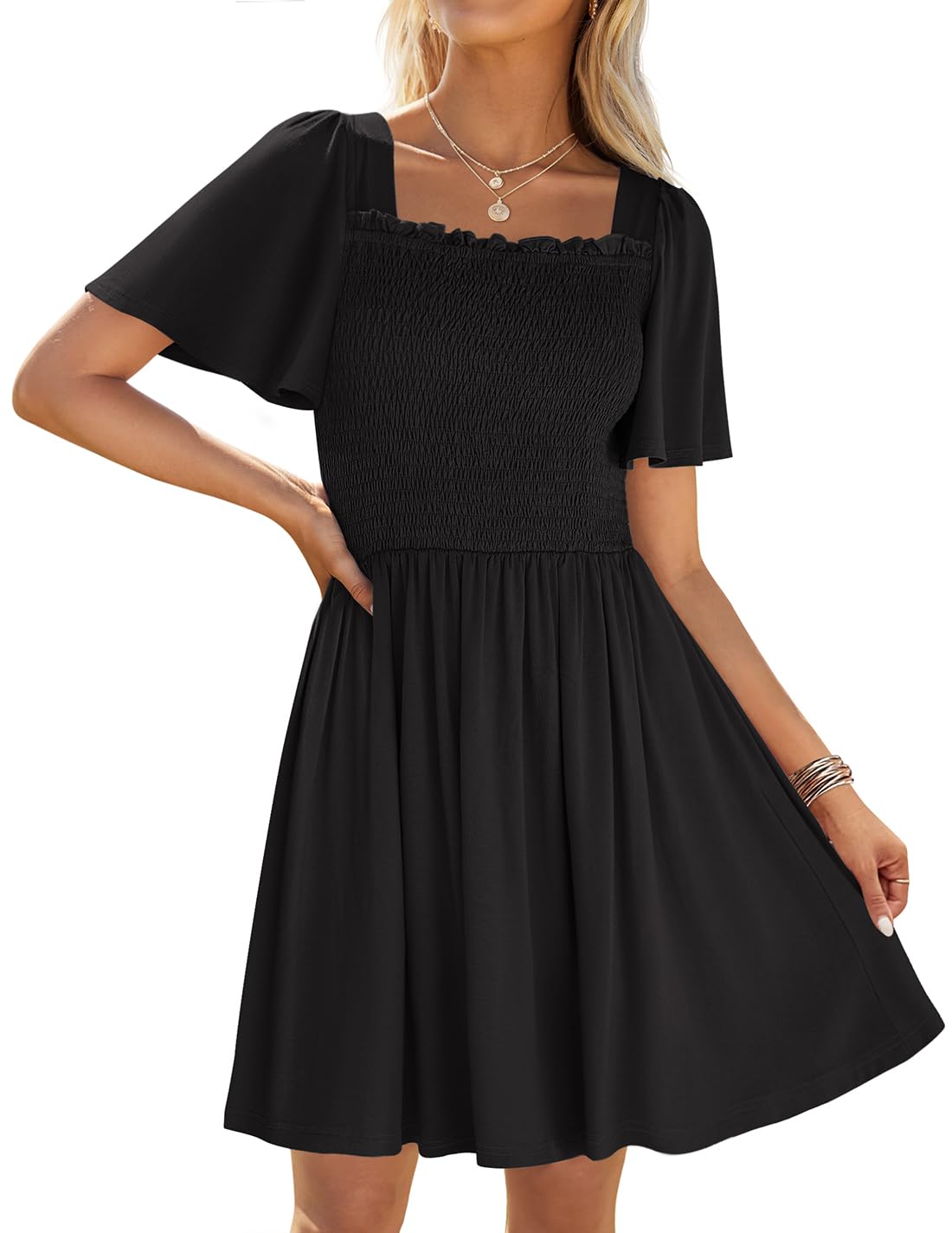 Foto 2 pulgar | Vestido Zesica 2025, Casual, De Verano, Con Mangas Onduladas Para Mujer - Venta Internacional.